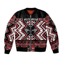 Personalised Taniko Motifs Aotearoa Sleeve Zip Bomber Jacket Waitangi Kowhaiwhai Kiwi LT7 Unisex Red - Polynesian Pride