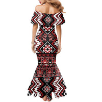 Personalised Aotearoa Waitangi Family Matching Mermaid Dress and Hawaiian Shirt Taniko Motifs - Mania Gecko LT7 - Polynesian Pride