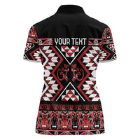 Personalised Aotearoa Waitangi Women Polo Shirt Taniko Motifs - Mania Gecko