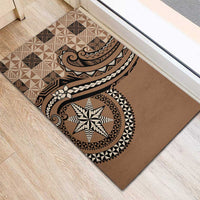 Tonga Ngatu Rubber Doormat Vintage Brown Manulua Motifs