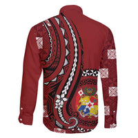 Personalized Tonga Ngatu Family Matching Tank Maxi Dress and Hawaiian Shirt Iconic Red Manulua Motifs