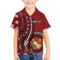 Personalized Tonga Ngatu Hawaiian Shirt Iconic Red Manulua Motifs