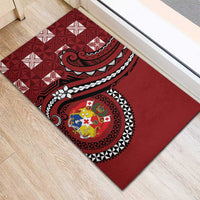 Tonga Ngatu Rubber Doormat Iconic Red Manulua Motifs