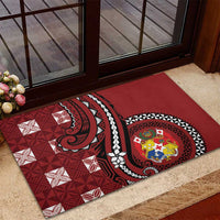 Tonga Ngatu Rubber Doormat Iconic Red Manulua Motifs