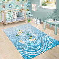 Guam Fishhook Mix Guasali Flowers Area Rug Dreaming Turquoise