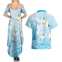 Guam Fishhook Mix Guasali Flowers Couples Matching Summer Maxi Dress and Hawaiian Shirt Dreaming Turquoise