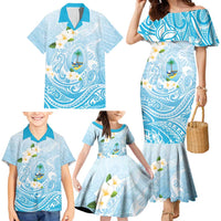 Guam Fishhook Mix Guasali Flowers Family Matching Mermaid Dress and Hawaiian Shirt Dreaming Turquoise LT7 - Polynesian Pride