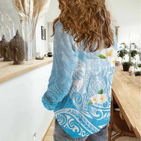 Guam Fishhook Mix Guasali Flowers Women Casual Shirt Dreaming Turquoise