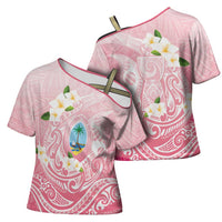Guam Fishhook Mix Guasali Flowers Cross Shoulder Shirt Dreaming Coral