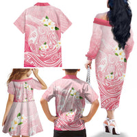 Guam Fishhook Mix Guasali Flowers Family Matching Off The Shoulder Long Sleeve Dress and Hawaiian Shirt Dreaming Coral LT7 - Polynesian Pride