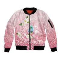 Guam Fishhook Mix Guasali Flowers Sleeve Zip Bomber Jacket Dreaming Coral