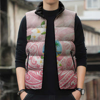 Guam Fishhook Mix Guasali Flowers Sleeveless Puffer Jacket Dreaming Coral