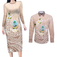 Guam Fishhook Mix Guasali Flowers Couples Matching Long Sleeve Bodycon Dress and Long Sleeve Button Shirt Dreaming Hazel