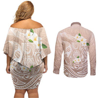 Guam Fishhook Mix Guasali Flowers Couples Matching Off Shoulder Short Dress and Long Sleeve Button Shirt Dreaming Hazel