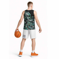 Maori Matariki - Manaia Basketball Jersey Emerald Paua Shell