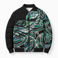 Maori Matariki - Manaia Bomber Puffer Jacket Emerald Paua Shell