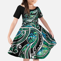 Maori Matariki - Manaia Family Matching Mermaid Dress and Hawaiian Shirt Emerald Paua Shell