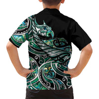 Maori Matariki - Manaia Family Matching Tank Maxi Dress and Hawaiian Shirt Emerald Paua Shell