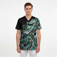 Maori Matariki - Manaia Scrub Top Emerald Paua Shell