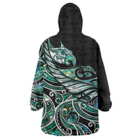 Maori Matariki - Manaia Wearable Blanket Hoodie Emerald Paua Shell