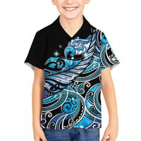 Maori Matariki - Manaia Family Matching Puletasi and Hawaiian Shirt Galaxy Blue Paua Shell