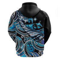 Maori Matariki - Manaia Hoodie Galaxy Blue Paua Shell