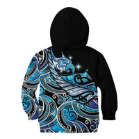 Maori Matariki - Manaia Kid Hoodie Galaxy Blue Paua Shell