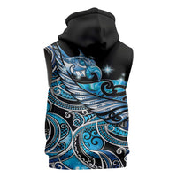 Maori Matariki - Manaia Sleeveless Zip Hoodie Galaxy Blue Paua Shell