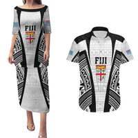 Personalised Fiji Rugby Couples Matching Puletasi Dress and Hawaiian Shirt 2023 World Cup History Makers - White Ver LT7 White - Polynesian Pride