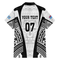 Personalised Fiji Rugby Family Matching Long Sleeve Bodycon Dress and Hawaiian Shirt 2023 World Cup History Makers - White Ver LT7 - Polynesian Pride
