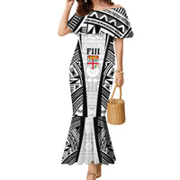 Personalised Fiji Rugby Family Matching Mermaid Dress and Hawaiian Shirt 2023 World Cup History Makers - White Ver LT7 Mom's Dress White - Polynesian Pride