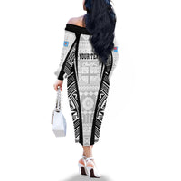 Personalised Fiji Rugby Family Matching Off Shoulder Long Sleeve Dress and Hawaiian Shirt 2023 World Cup History Makers - White Ver LT7 - Polynesian Pride