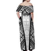 Personalised Fiji Rugby Family Matching Off Shoulder Maxi Dress and Hawaiian Shirt 2023 World Cup History Makers - White Ver LT7 - Polynesian Pride