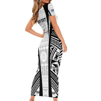 Personalised Fiji Rugby Family Matching Short Sleeve Bodycon Dress and Hawaiian Shirt 2023 World Cup History Makers - White Ver LT7 - Polynesian Pride