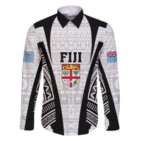 Personalised Fiji Rugby Family Matching Tank Maxi Dress and Hawaiian Shirt 2023 World Cup History Makers - White Ver LT7 Dad's Shirt - Long Sleeve White - Polynesian Pride
