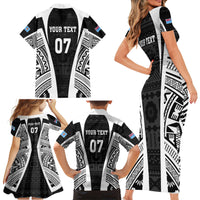 Personalised Fiji Rugby Family Matching Short Sleeve Bodycon Dress and Hawaiian Shirt 2023 World Cup History Makers - Black Ver LT7 - Polynesian Pride