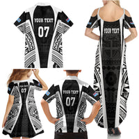 Personalised Fiji Rugby Family Matching Summer Maxi Dress and Hawaiian Shirt 2023 World Cup History Makers - Black Ver LT7 - Polynesian Pride