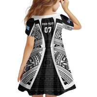 personalised-fiji-rugby-kid-short-sleeve-dress-2023-world-cup-history-makers-black-ver