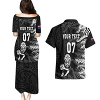Personalised New Zealand Rugby Couples Matching Puletasi Dress and Hawaiian Shirt Silver Fern Basic 2023 World Cup LT7 - Polynesian Pride