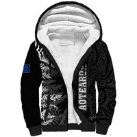 Personalised New Zealand Rugby Sherpa Hoodie Silver Fern Basic 2023 World Cup LT7 Unisex Black - Polynesian Pride