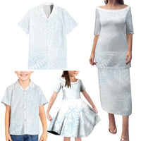 White Sunday Family Matching Puletasi and Hawaiian Shirt Plumeria Tatau Mix Tapa LT7 - Polynesian Pride
