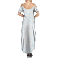 White Sunday Family Matching Summer Maxi Dress and Hawaiian Shirt Plumeria Tatau Mix Tapa LT7 - Polynesian Pride