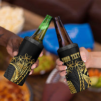 Polynesia Personalised 4 in 1 Can Cooler Tumbler Black & Gold Fancy Plumeria LT7 - Polynesian Pride