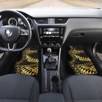 Polynesia Car Mats Black & Gold Fancy Plumeria LT7 Set 2pcs - Front Black Gold - Polynesian Pride