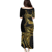 Polynesia Puletasi Black & Gold Fancy Plumeria