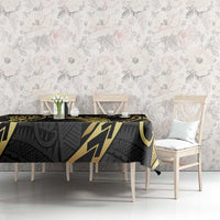 Polynesia Tablecloth Black & Gold Fancy Plumeria LT7 - Polynesian Pride