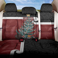 Personalised New Zealand Maori Christmas Back Car Seat Cover Xmas Fern Mix Kowhawhai LT7 One Size Black - Polynesian Pride