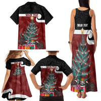 Personalised New Zealand Maori Christmas Family Matching Tank Maxi Dress and Hawaiian Shirt Xmas Fern Mix Kowhawhai LT7 - Polynesian Pride