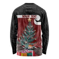 Personalised New Zealand Maori Christmas Long Sleeve Shirt Xmas Fern Mix Kowhawhai LT7 - Polynesian Pride