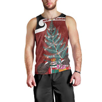 Personalised New Zealand Maori Christmas Men Tank Top Xmas Fern Mix Kowhawhai
